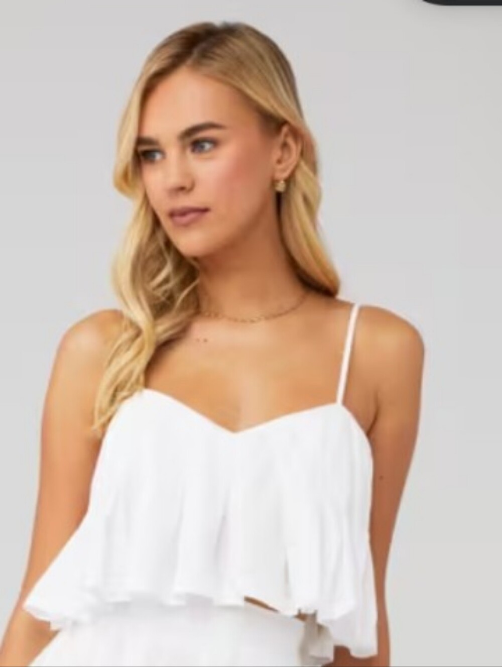 Free People Women's White Spaghetti Strap Ruffle Crop Top - Women